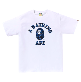 A BATHING APE COLOR CAMO COLLEGE TEE - WHXNV