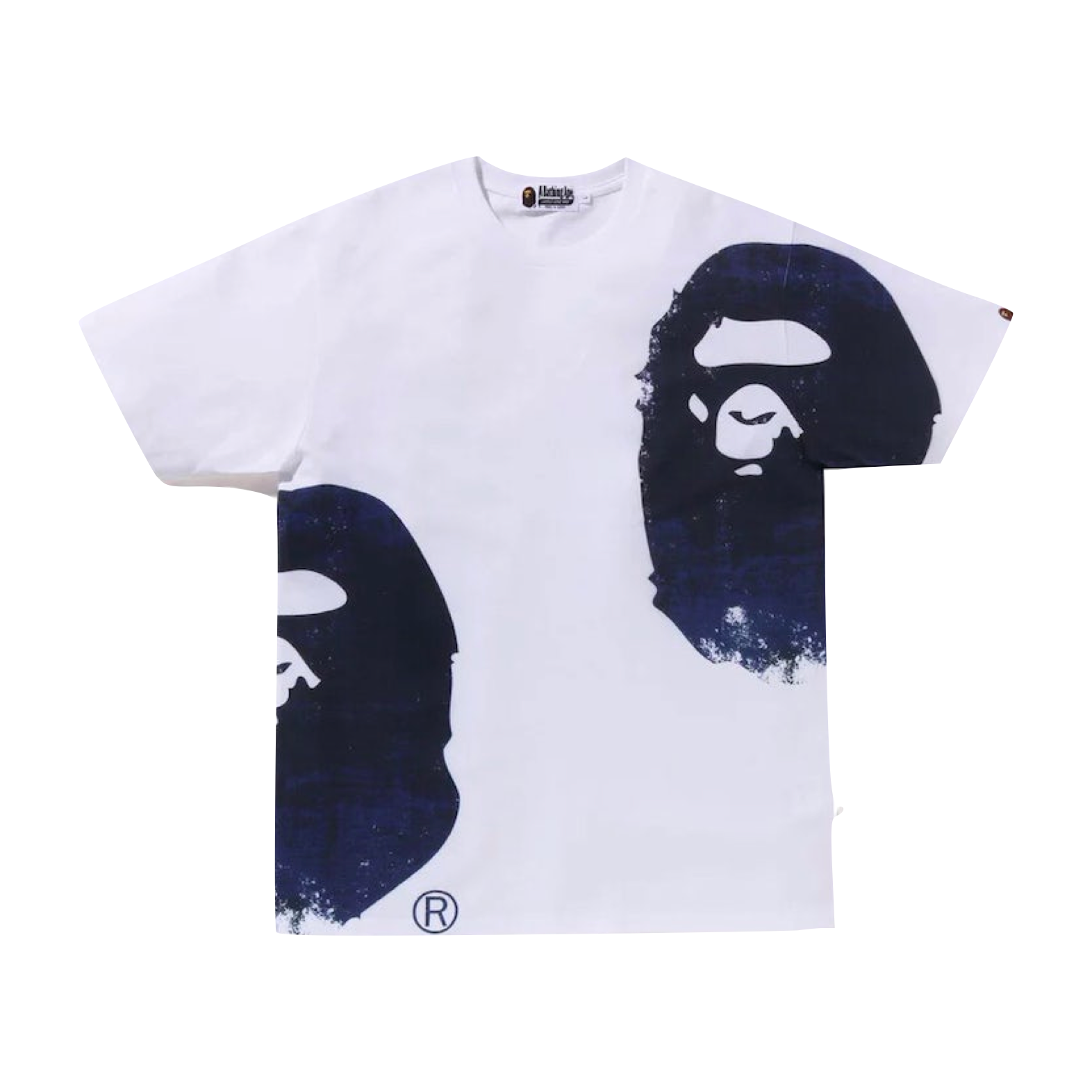 A BATHING APE OVERPRINTED MULTI APE HEAD TEE - WHITE