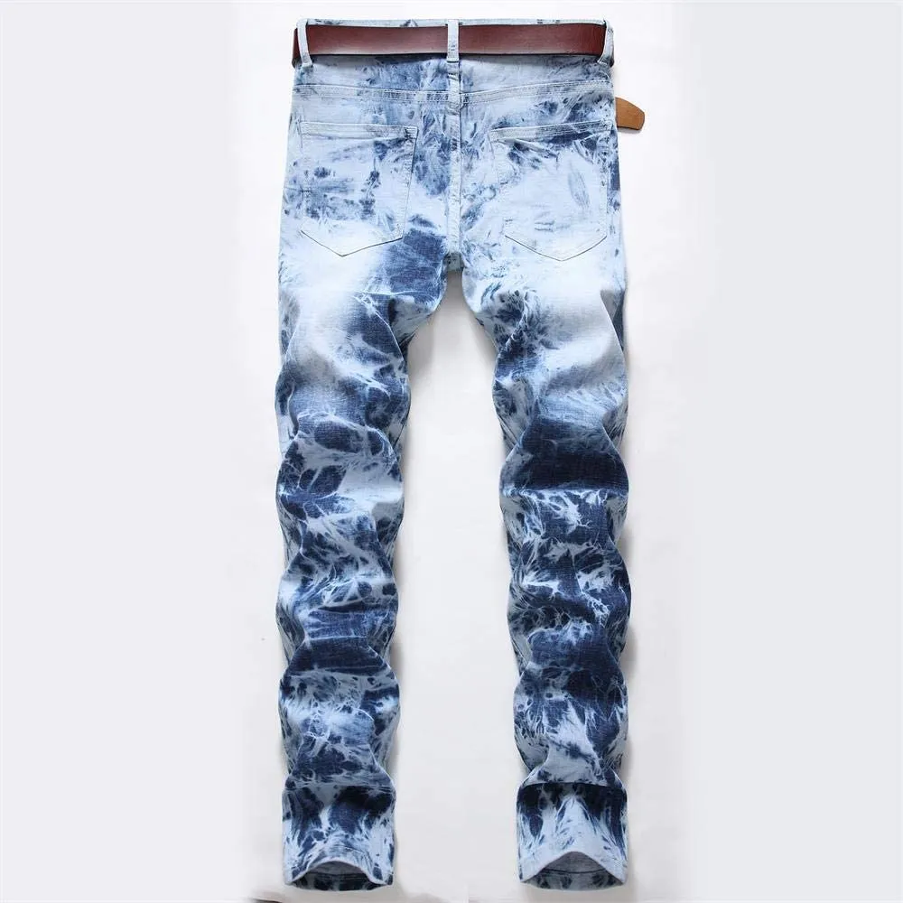 Aiyino Men's Slim Fit Straight Leg Denim Hip Hop Biker Stretchy Jeans