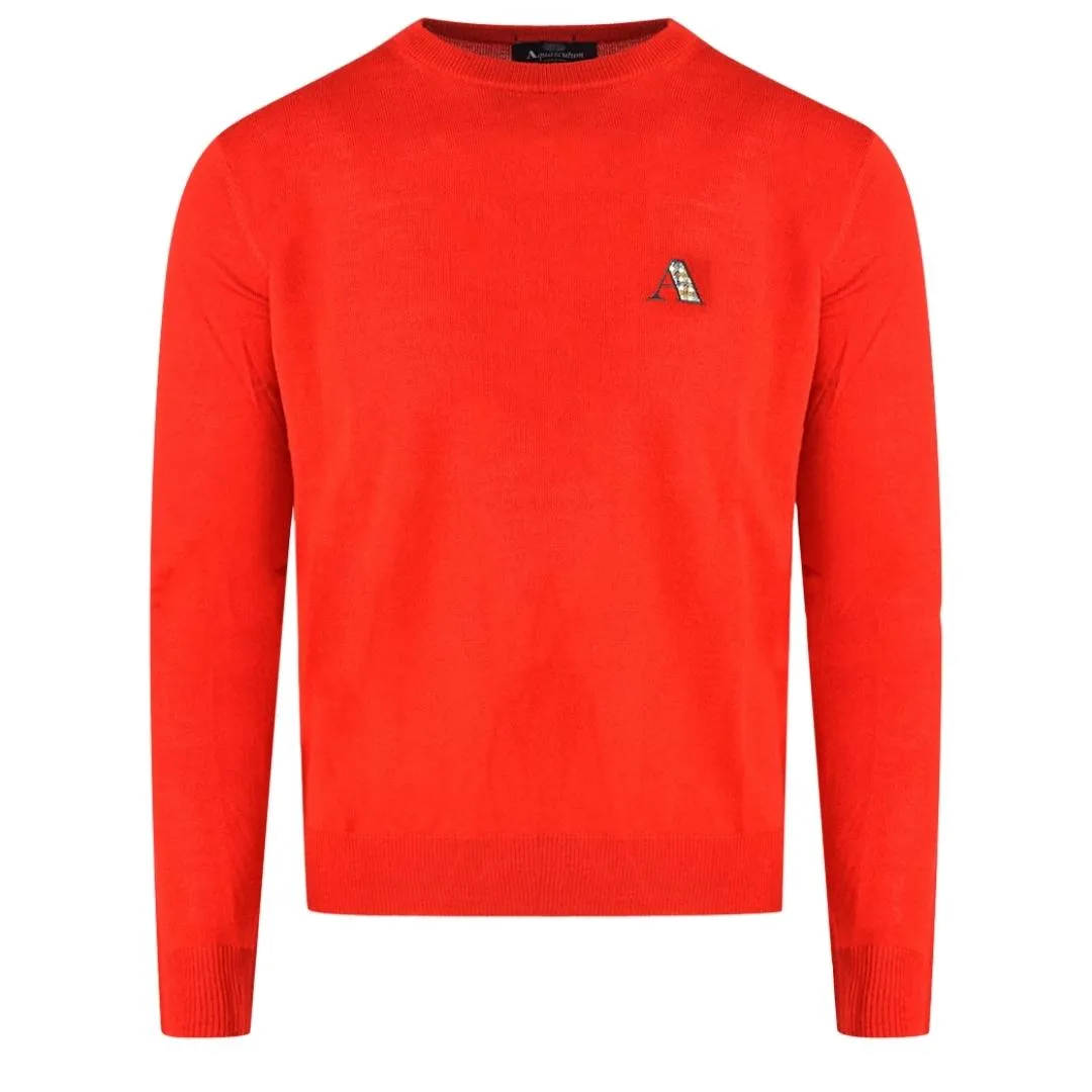 Aquascutum Check A Logo Red Jumper