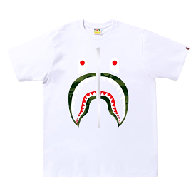 BAPE ABC Camo Shark Silver Zip Tee White/Green