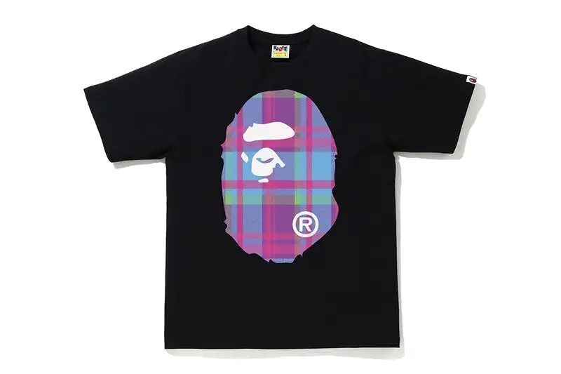 BAPE Check Big Ape Head Tee 'Black/Purple'