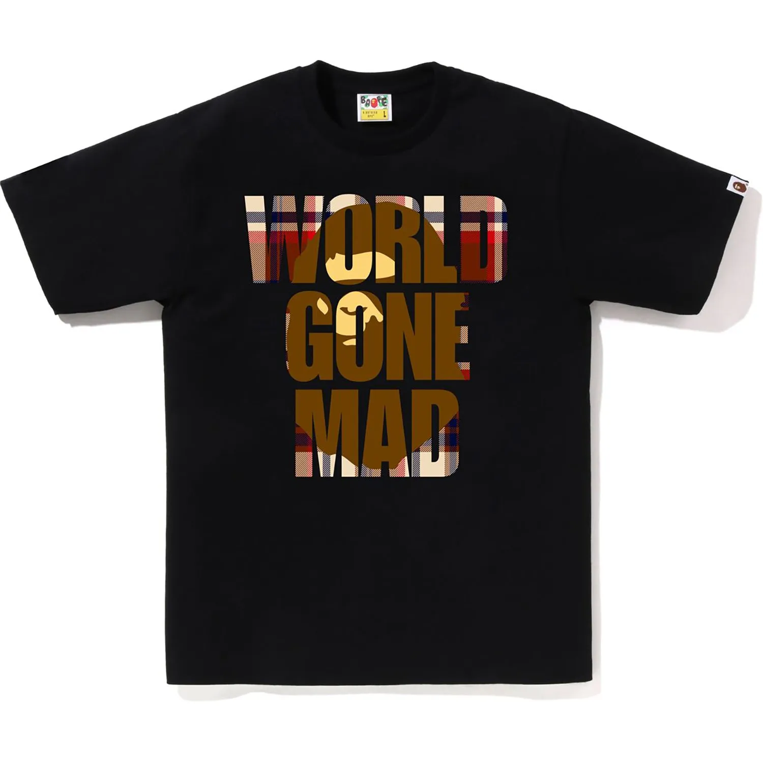 BAPE CHECK WGM APE HEAD OVERLAP TEE MENS