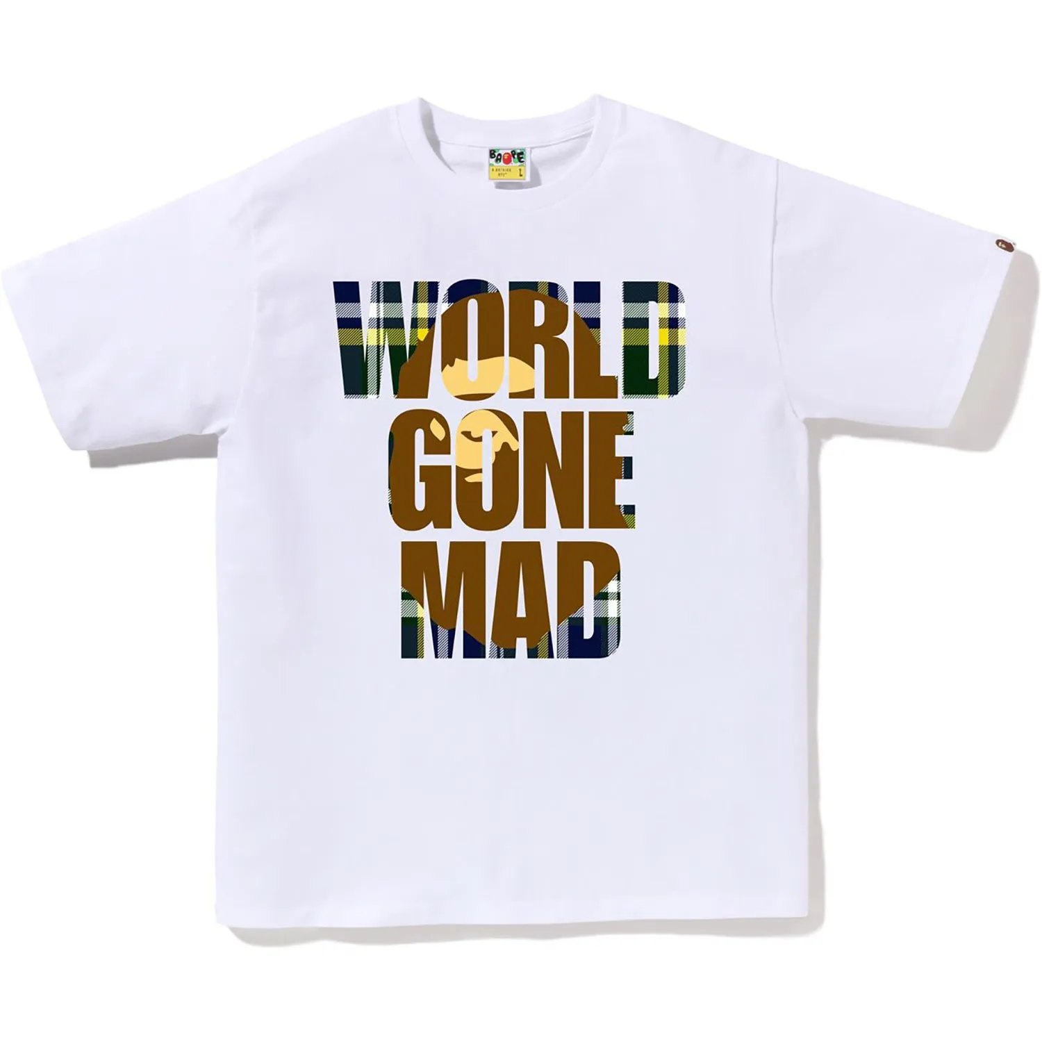 BAPE CHECK WGM APE HEAD OVERLAP TEE MENS