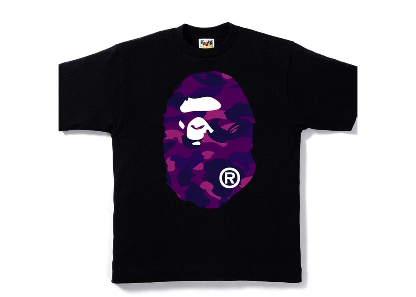 BAPE COLOR CAMO BIG APE HEAD TEE BLACK/ PURPLE