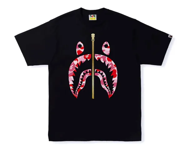 BAPE Color Camo Shark Tee Black X Pink