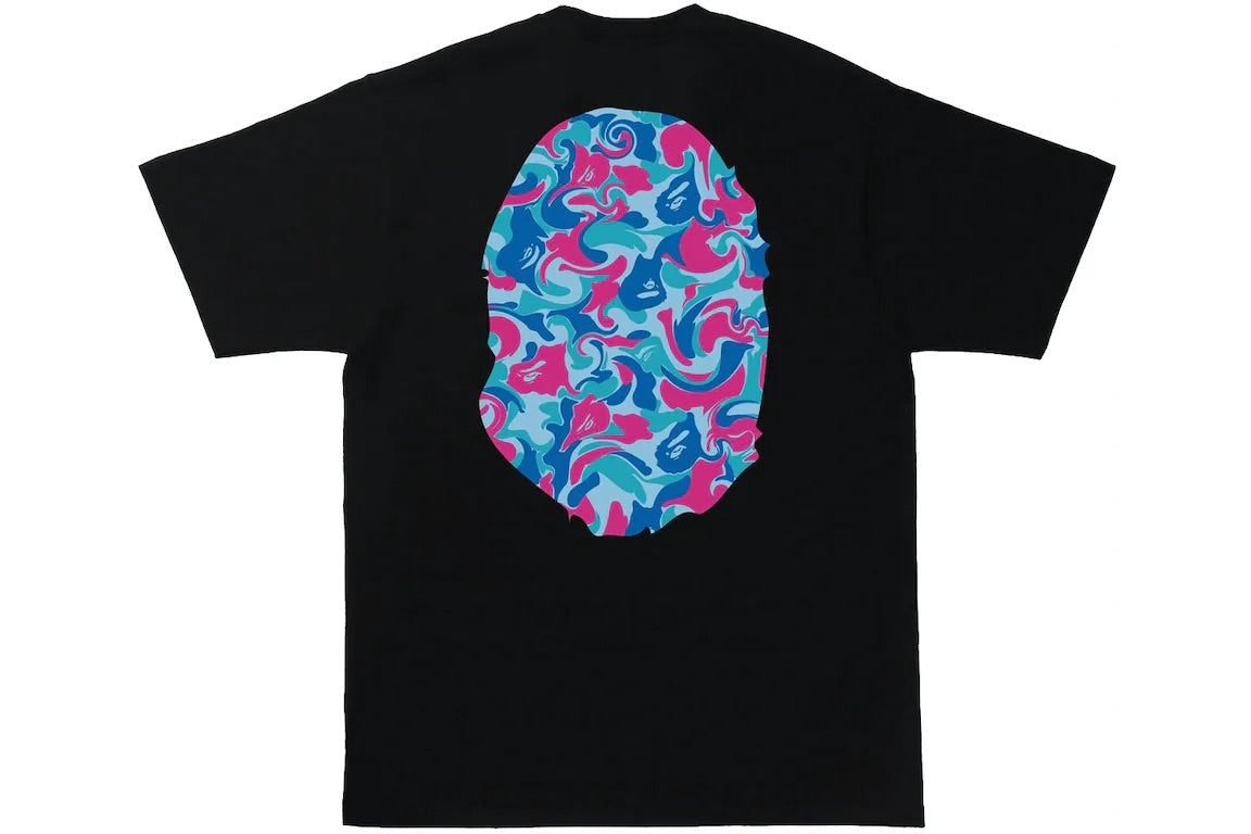 BAPE MARBLE CAMO BIG APE HEAD TEE BLACK