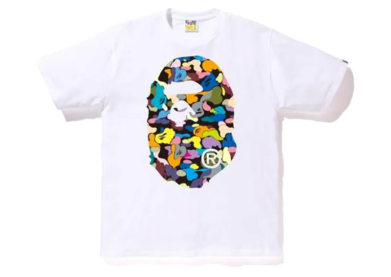 BAPE Multi Camo Big Ape Head Tee White/Black