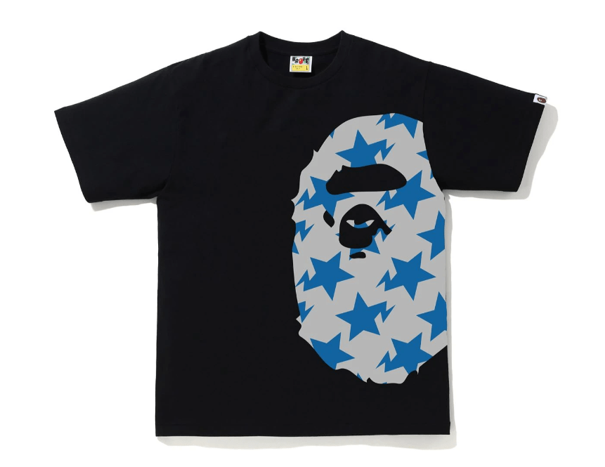 BAPE STAR SIDE BIG APE HEAD TEE BLACK/BLUE