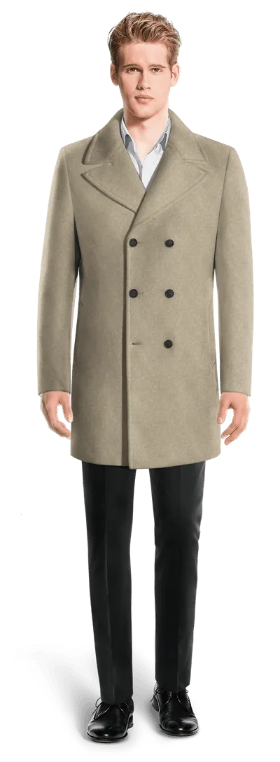 Beige Double-Breasted Coat