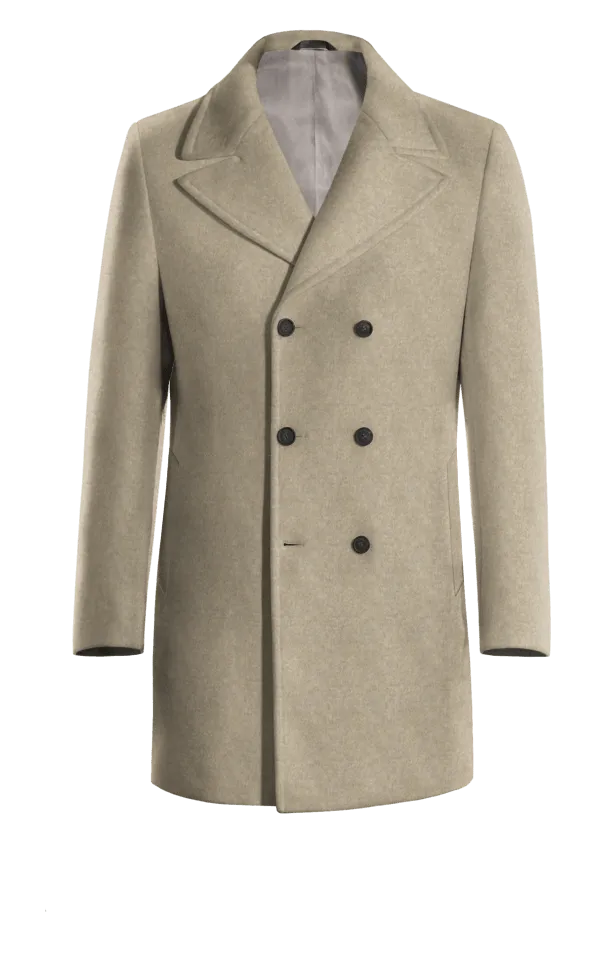 Beige Double-Breasted Coat