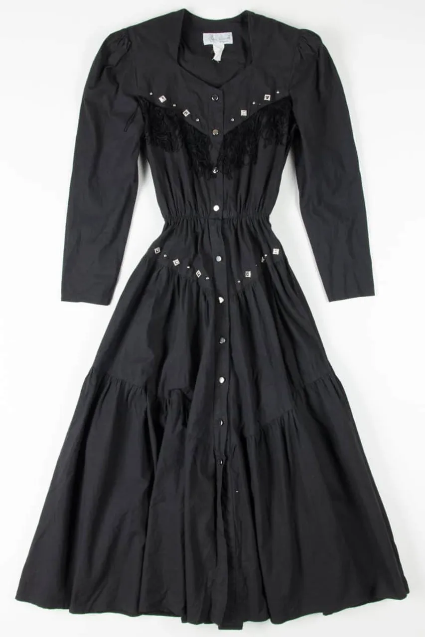 Black Western Button Up Dress