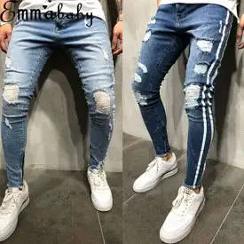 Brand Fashion Fashion Men's Ripped Skinny Jeans