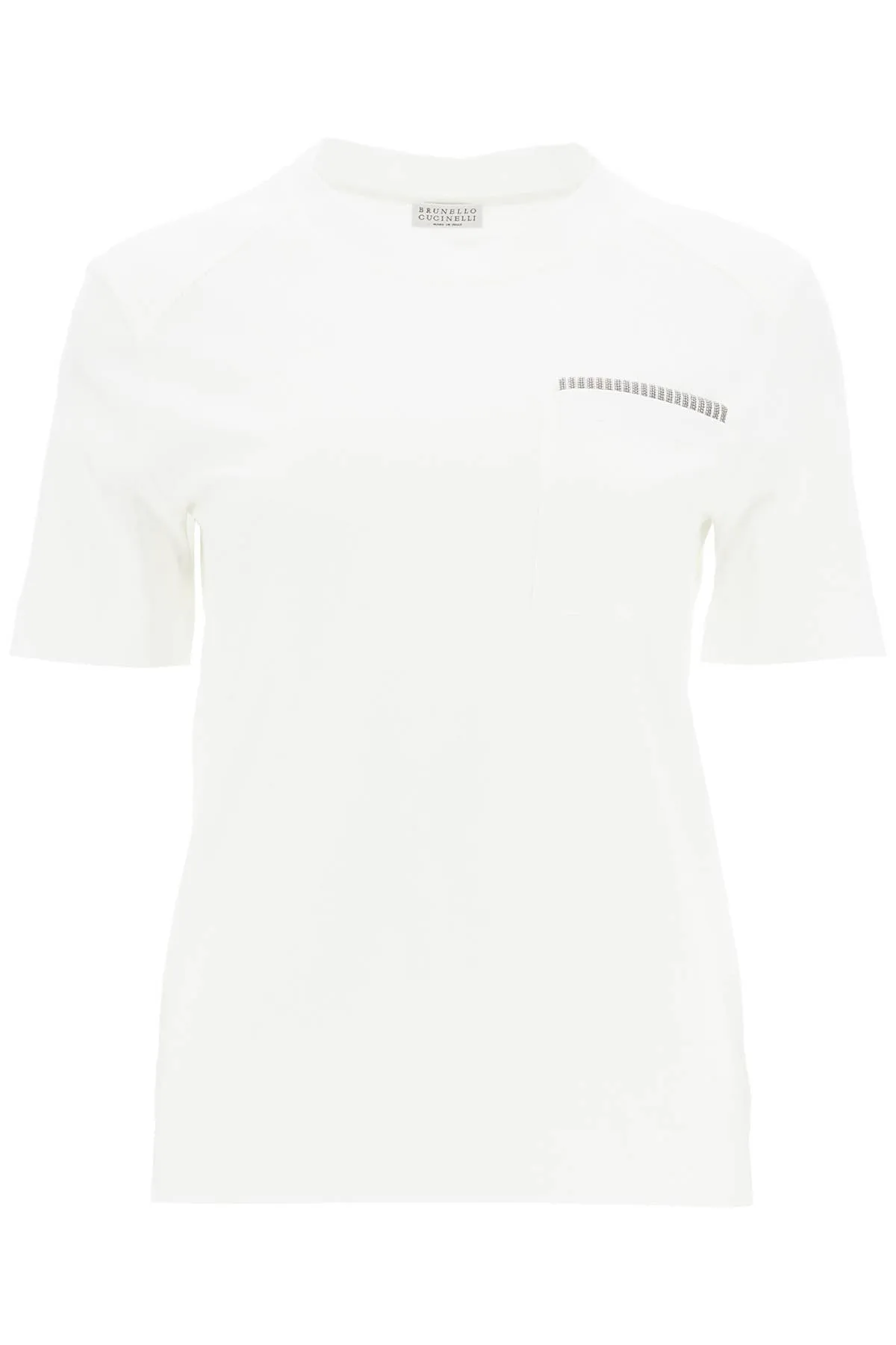 Brunello Cucinelli Round Neck T Shirt With Pendant   White