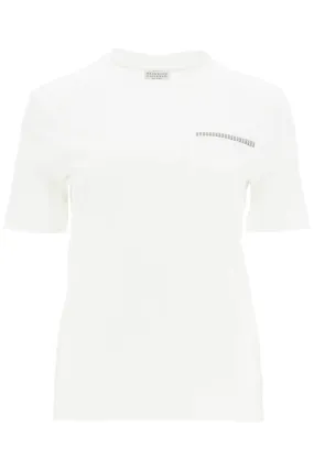 Brunello Cucinelli Round Neck T Shirt With Pendant   White