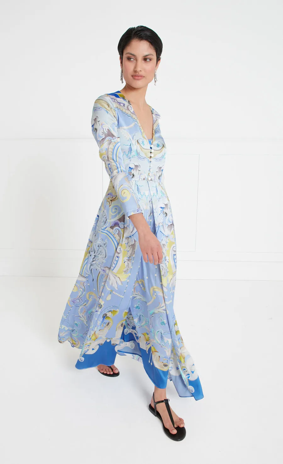 Carline Print Coat - Vista Blue