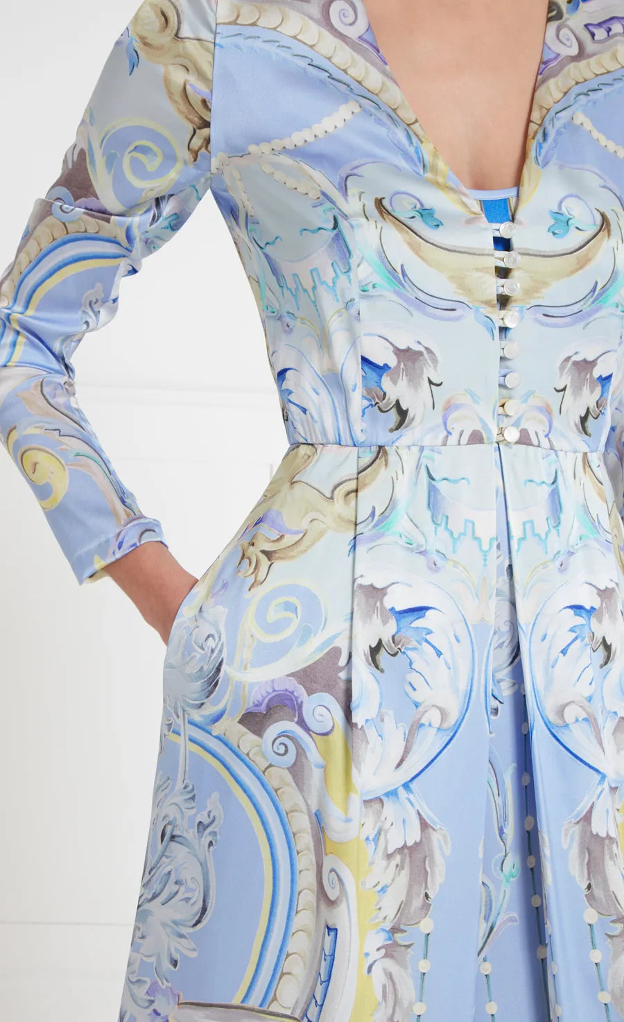 Carline Print Coat - Vista Blue