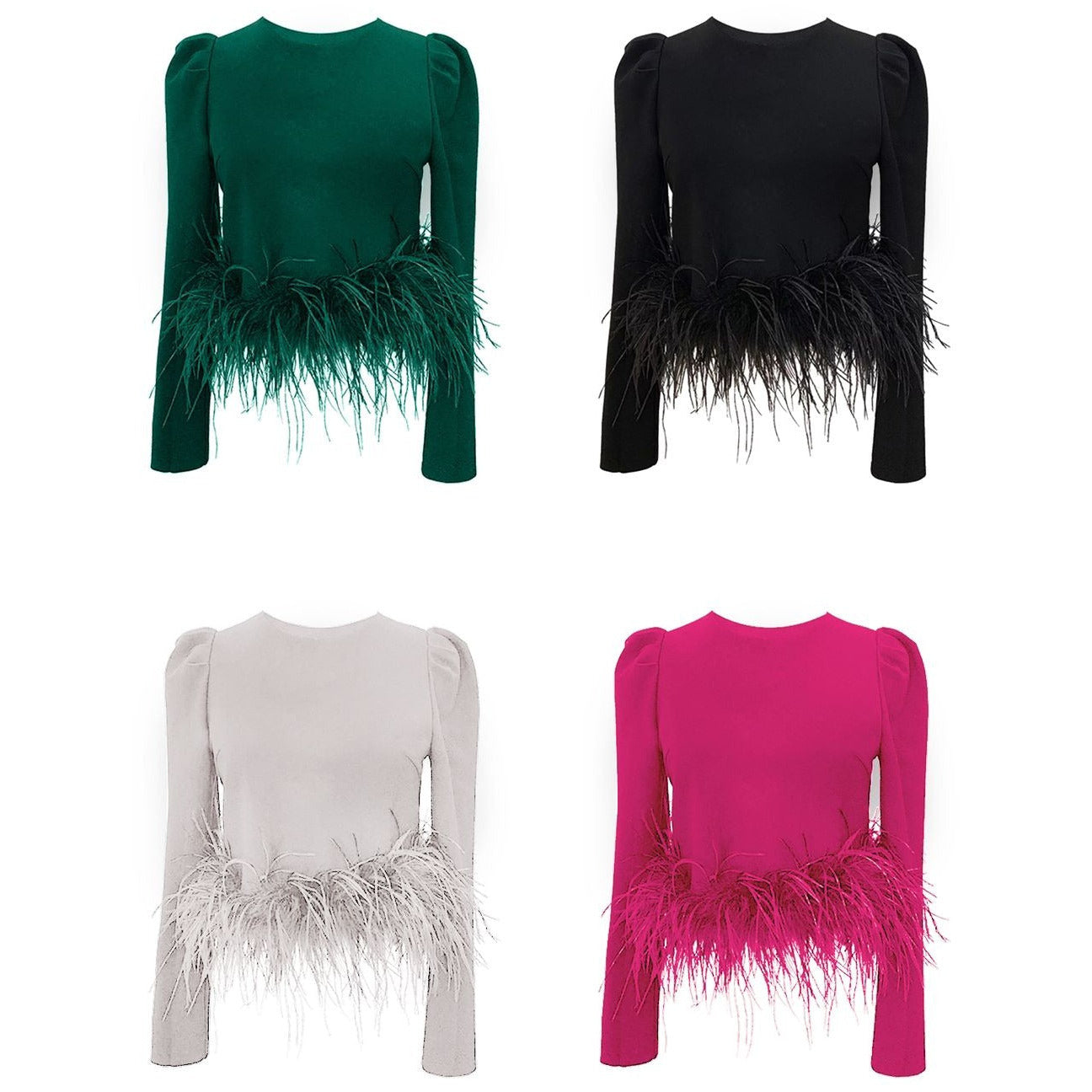 Casual Round Neck Feather Top