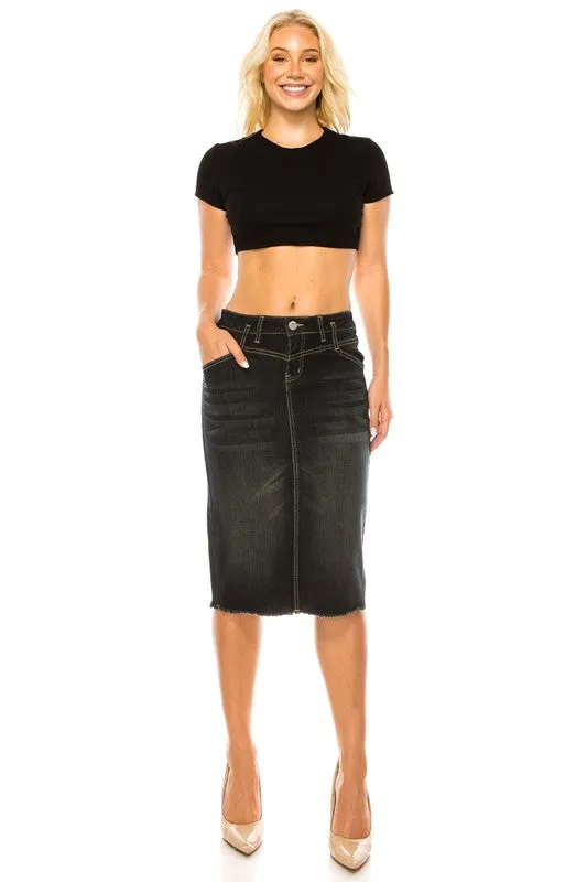 Celina Black Wash Jean Skirt