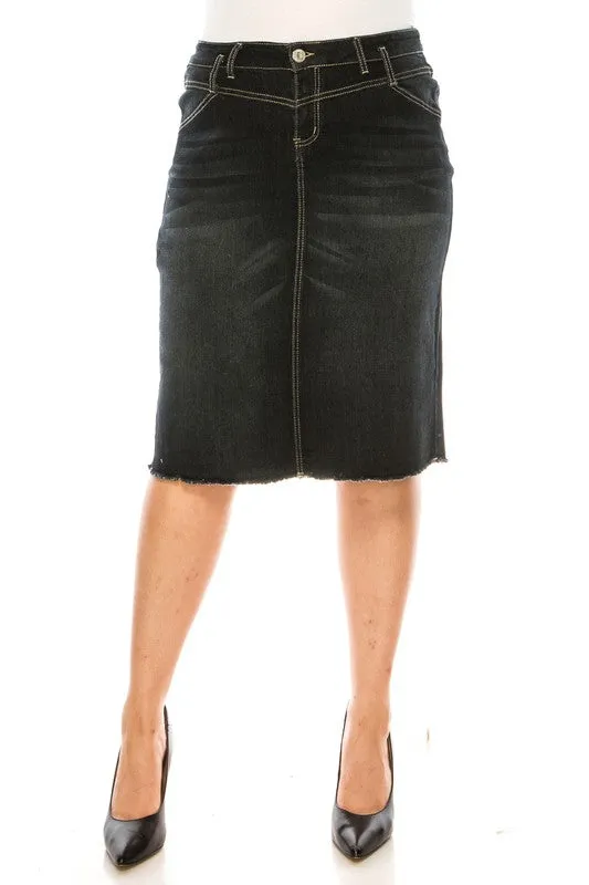 Celina Black Wash Jean Skirt