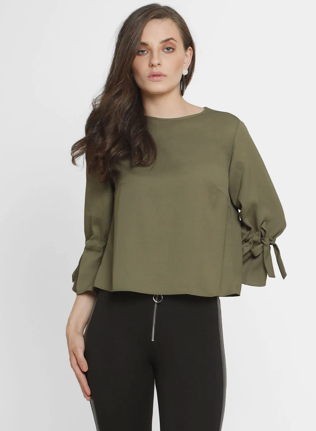 Claire Round Neck Tieup Sleeve Top