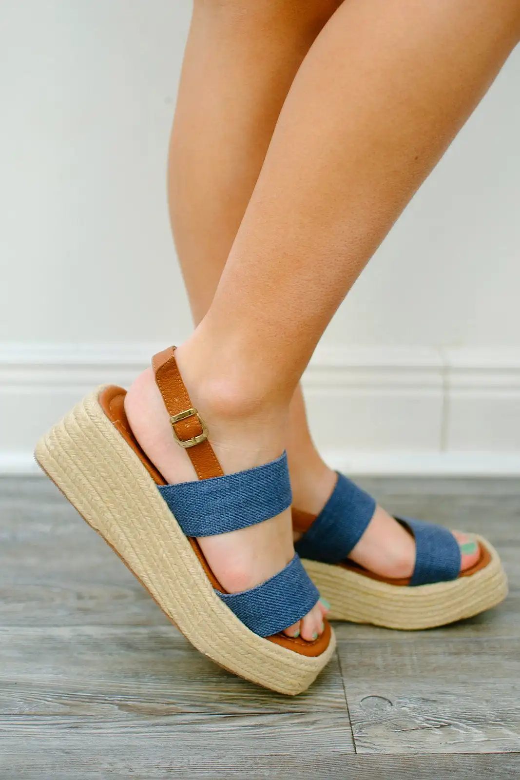 Denim Platform Espadrille Sandals