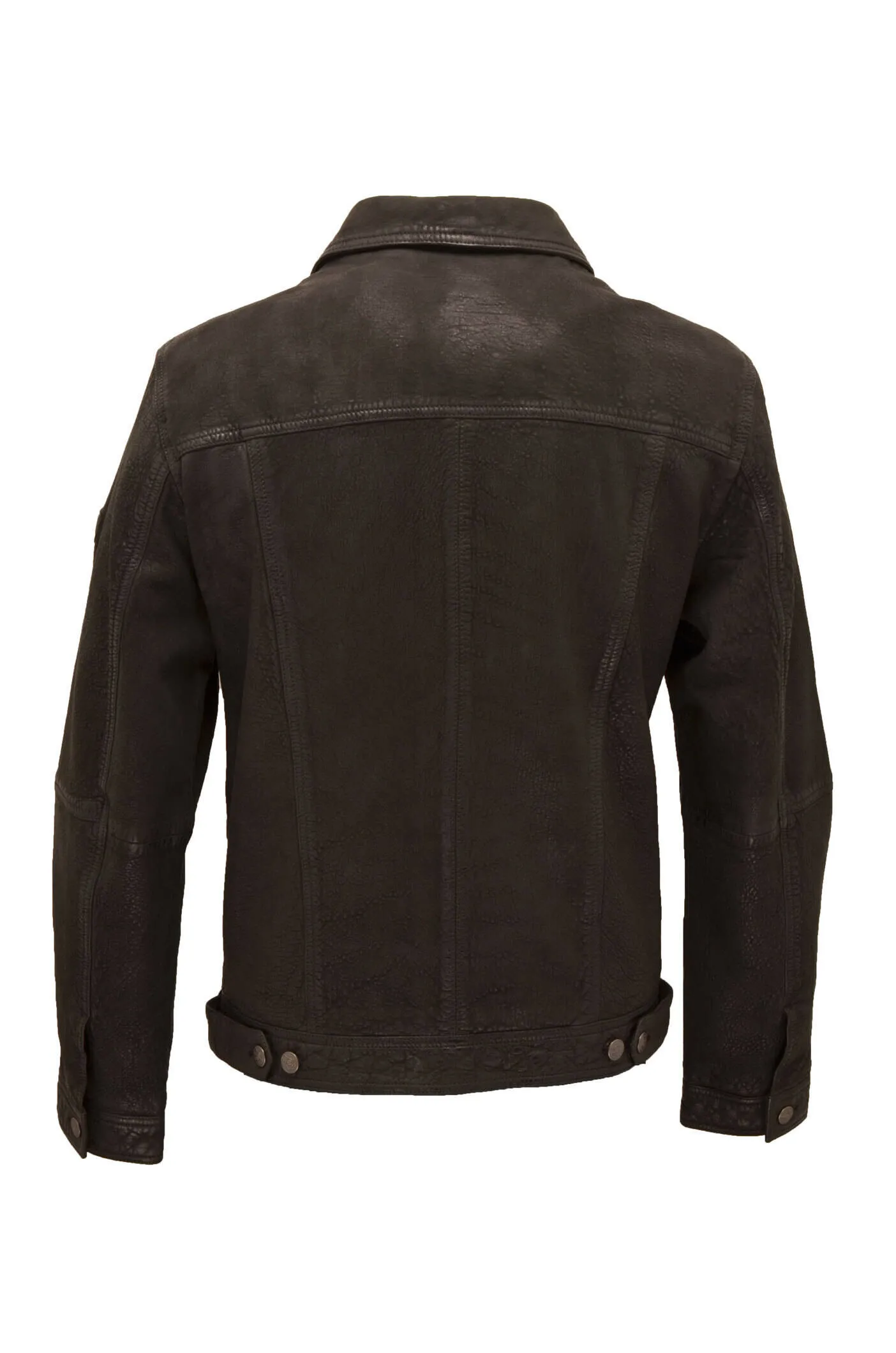 Distressed black men's leather jacket in valentin 2 jean style