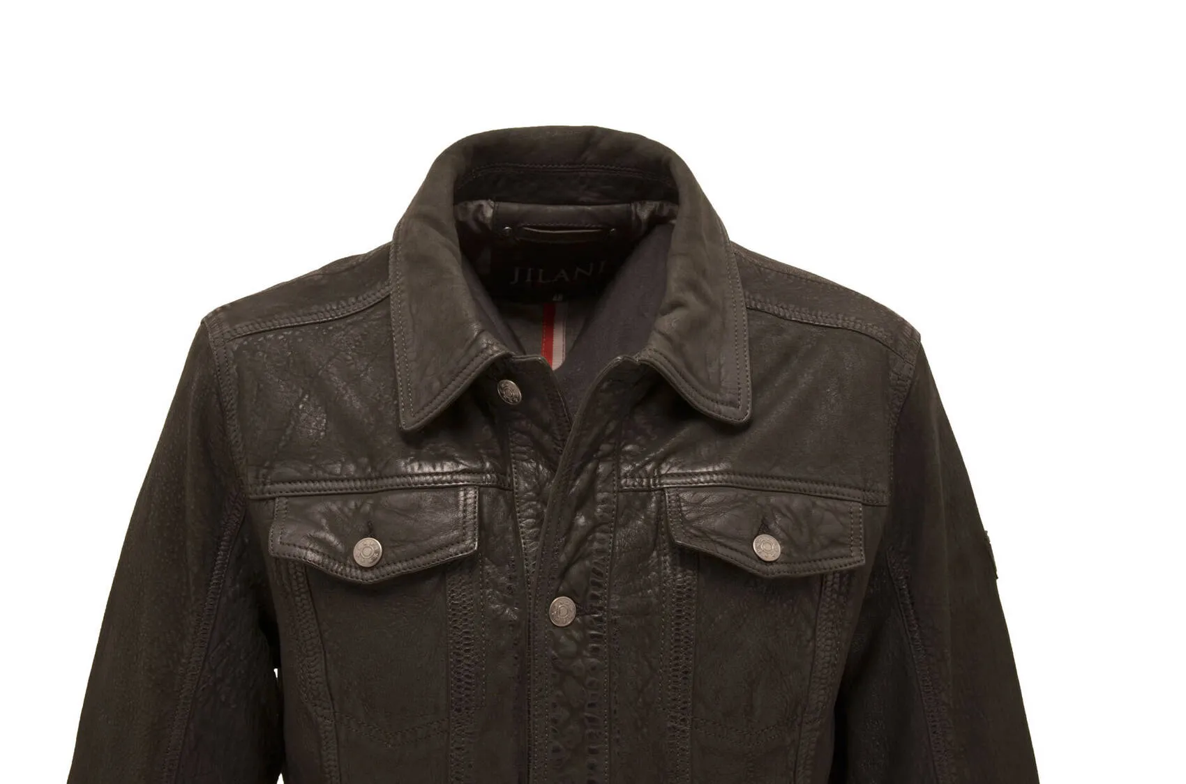 Distressed black men's leather jacket in valentin 2 jean style