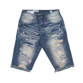 DISTRESSED DENIM SHORTS