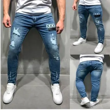 Distressed Stretch Jeans Pants For Men