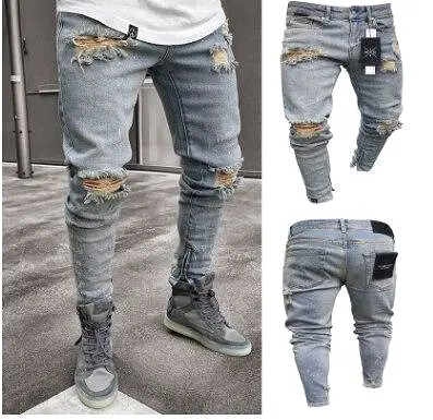 Distressed Stretch Jeans Pants For Men