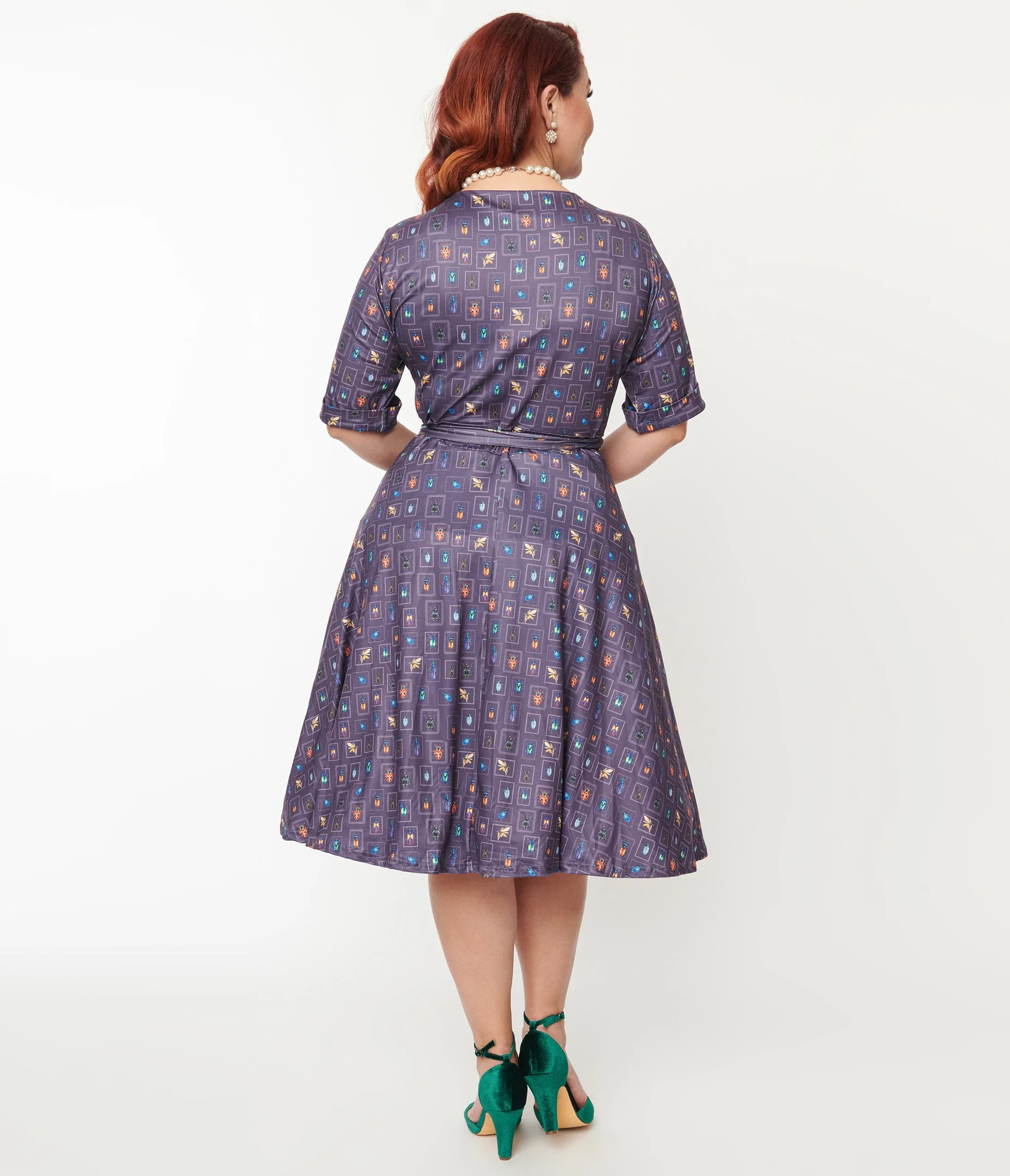 Dolly & Dotty 1950s Navy Bug Collection Print Matilda Wrap Dress