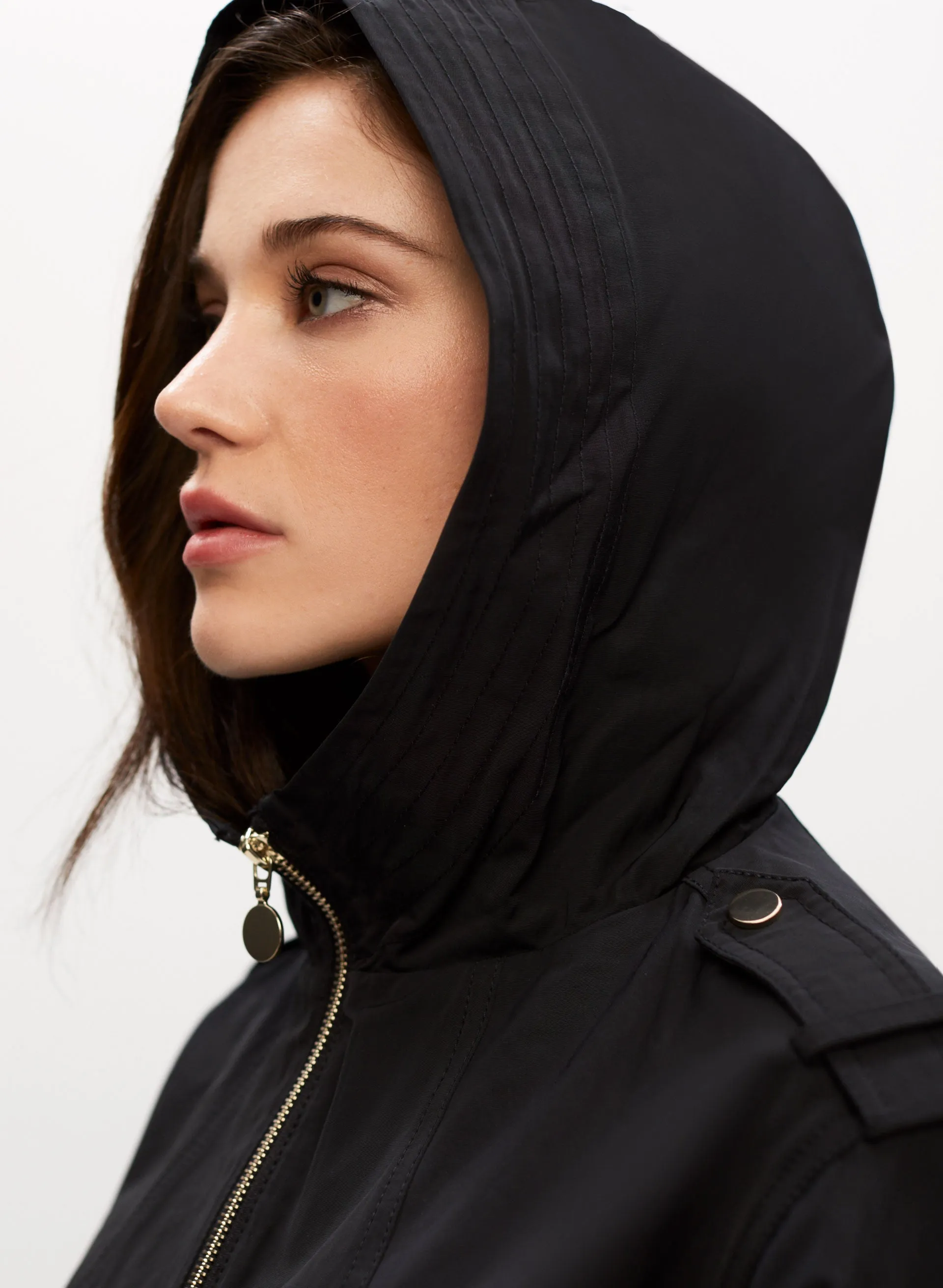 Drawstring Detail Hooded Coat