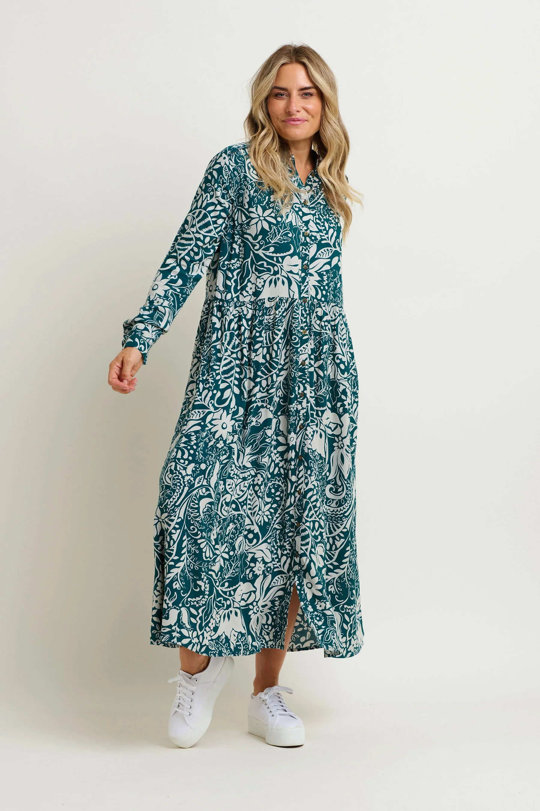 Enchanted Blossom Maxi Shirt Dress