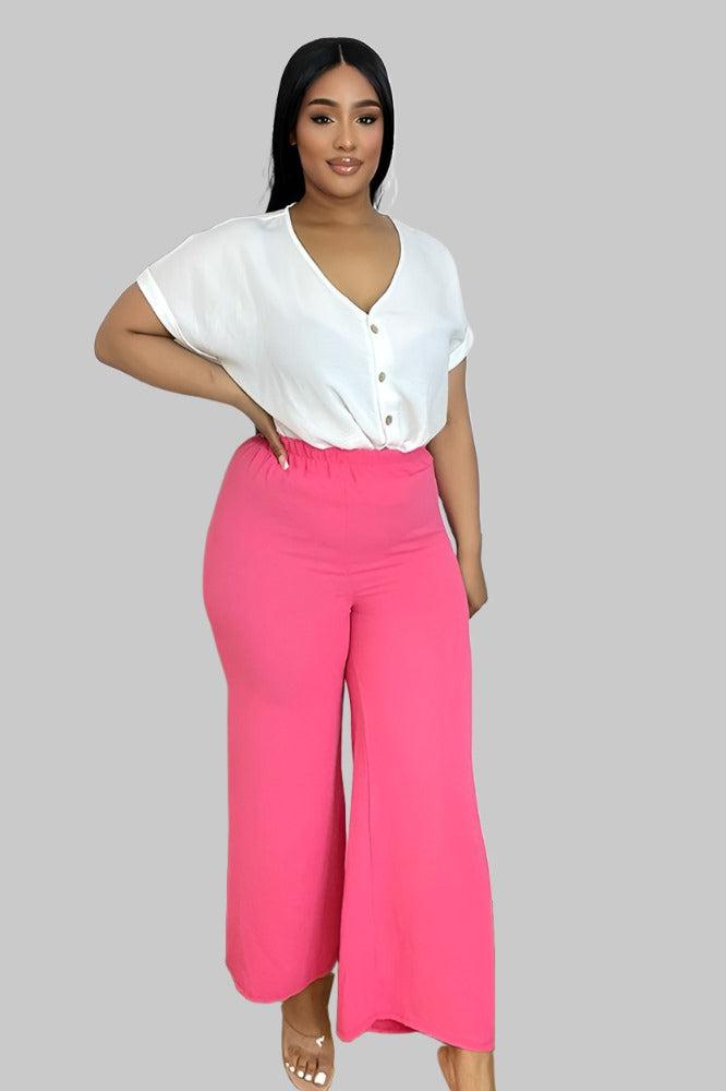 Flood Length Wide Legs Crepe Trousers