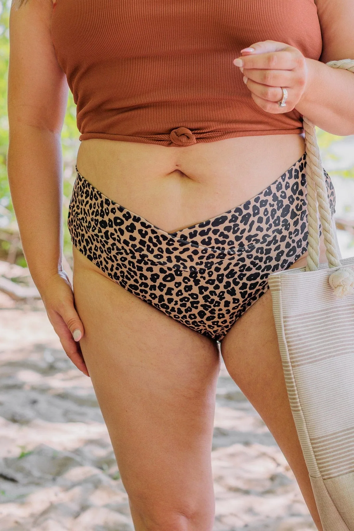 Fun In The Sun Swim Bottoms- Natural Leopard Print