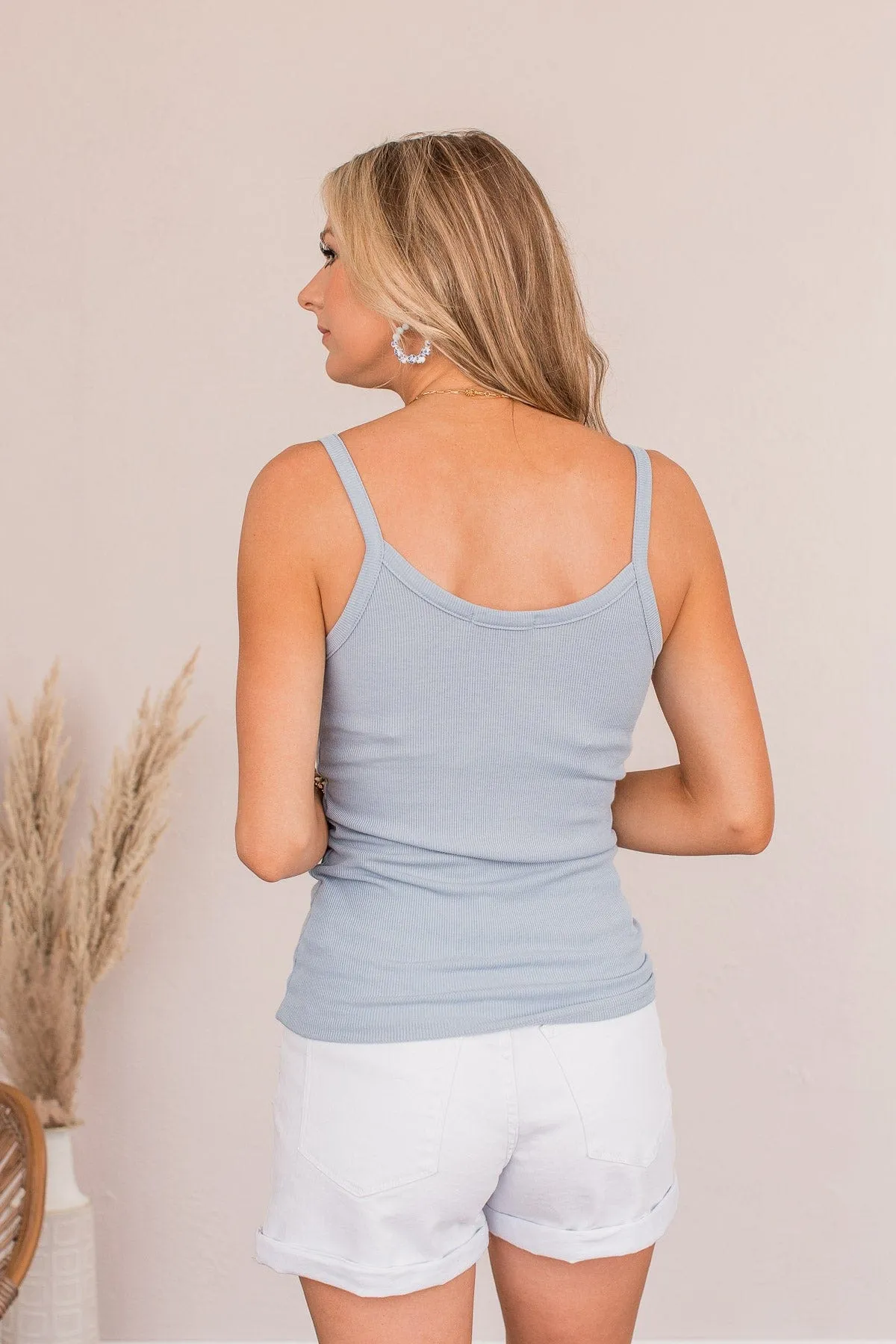 Gentle By Nature Ribbed Tank- Dusty Blue