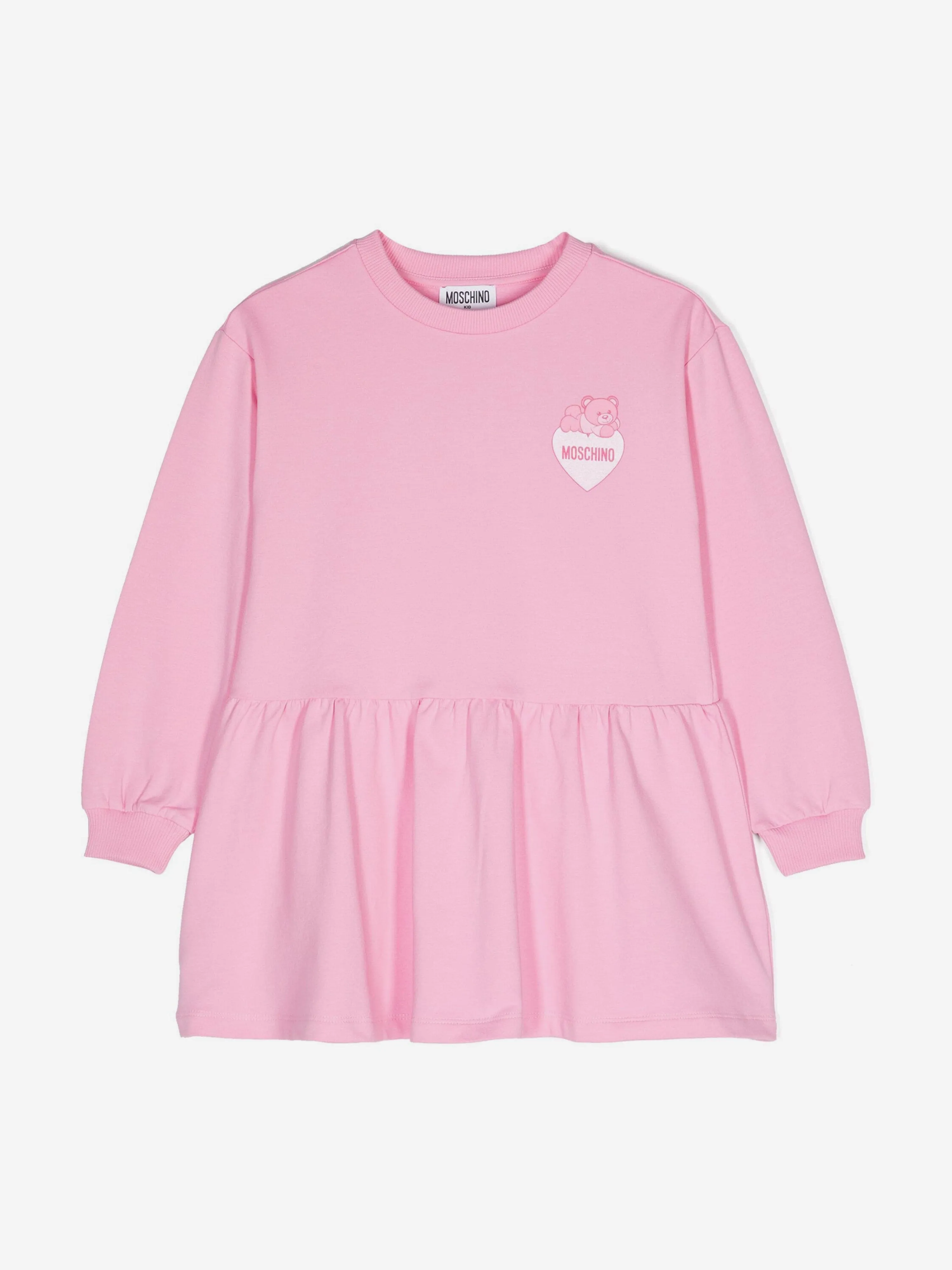 Girls Teddy Bear Logo Sweater Dress in Pink