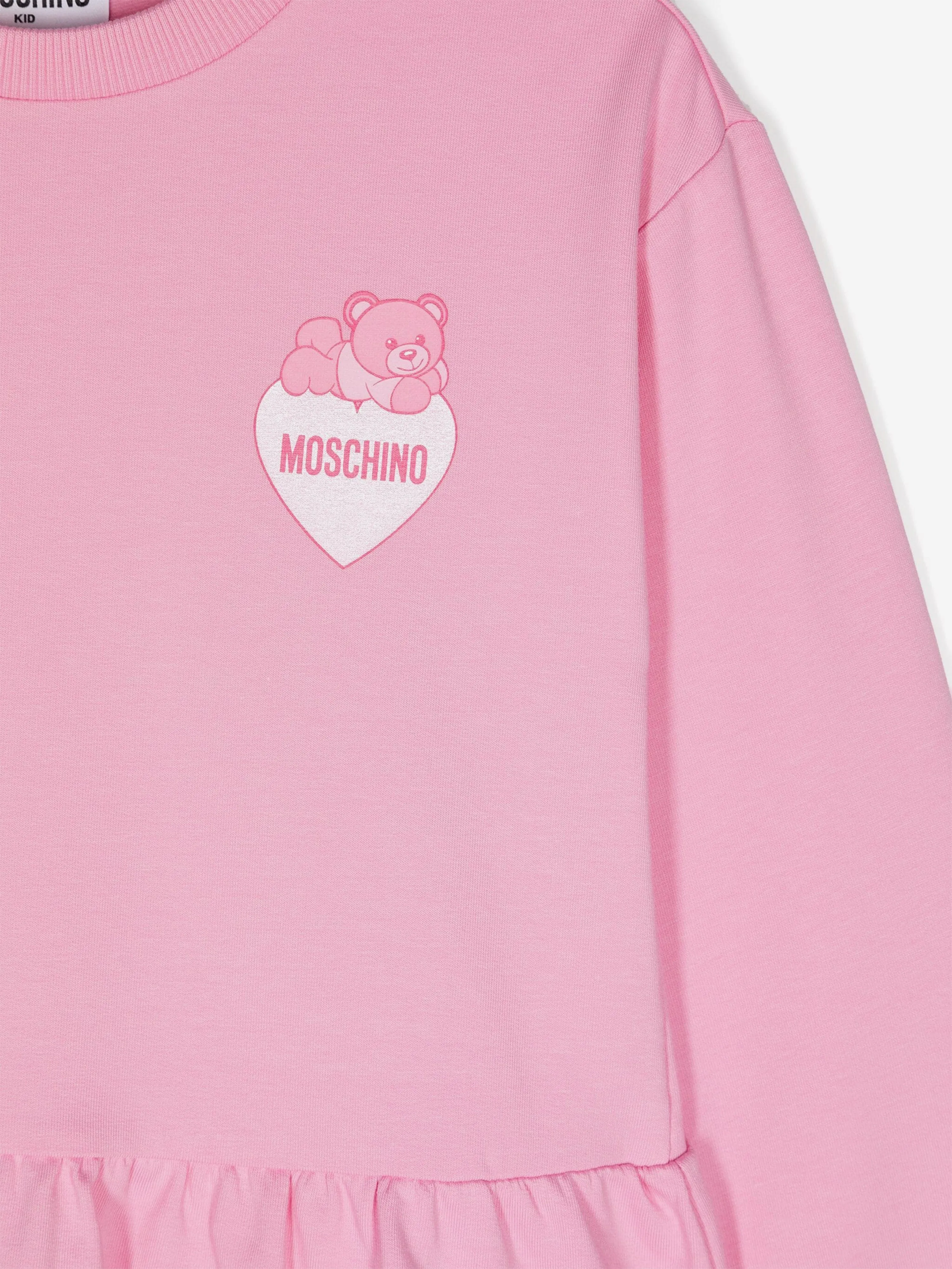 Girls Teddy Bear Logo Sweater Dress in Pink