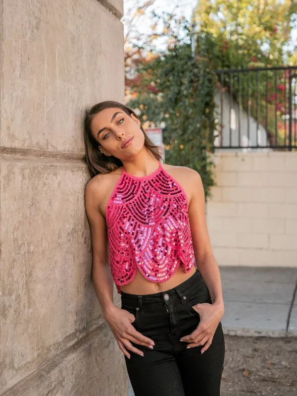 Halter sequin top