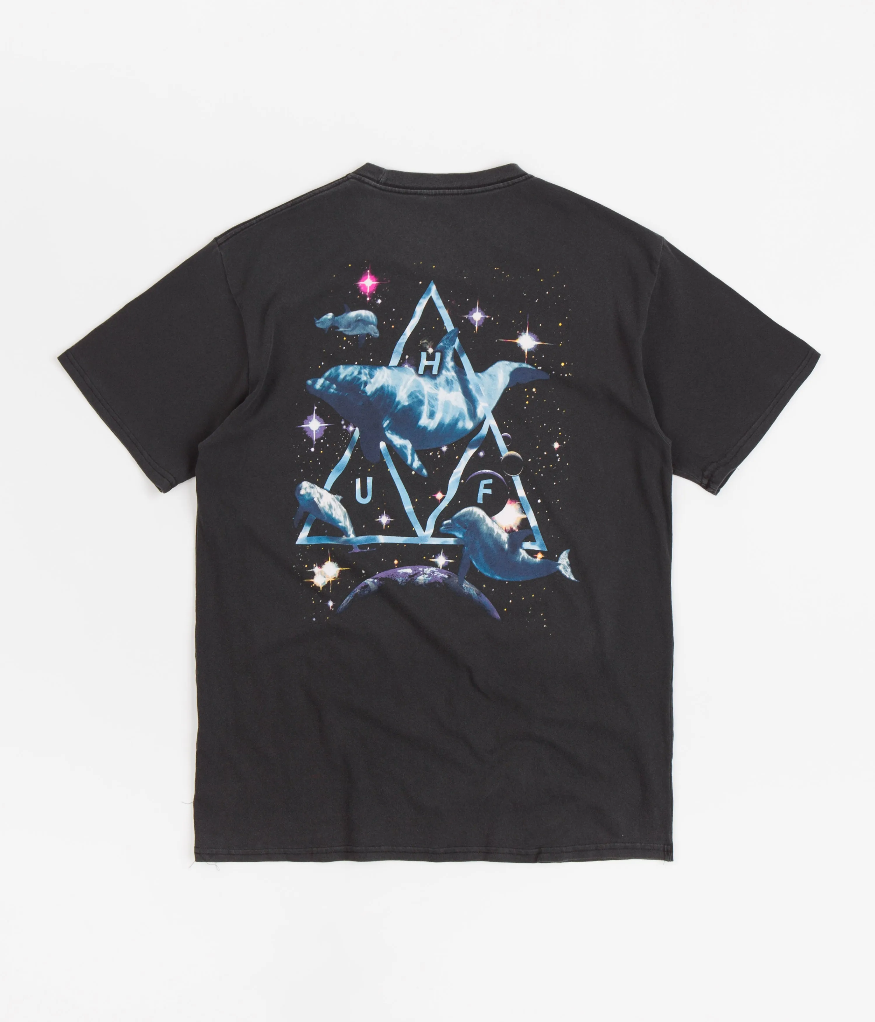 HUF Space Dolphins Washed T-Shirt - Black