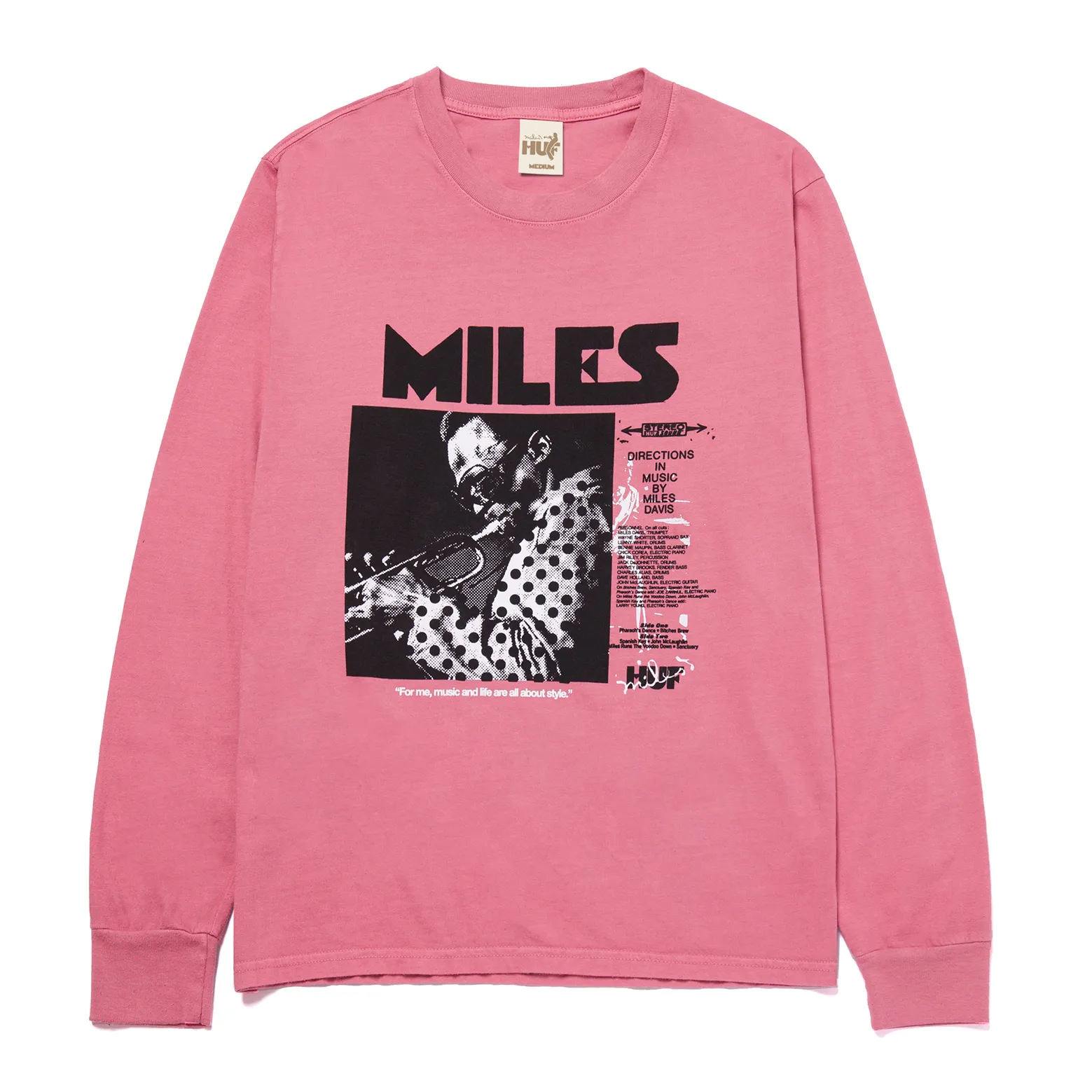 HUF x MILES DAVIS T-SHIRT VOODOO WASHED LS DUSTY ROSE