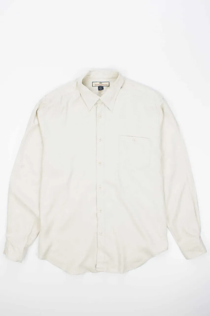 Ivory Long Sleeve Vintage Silk Button Up