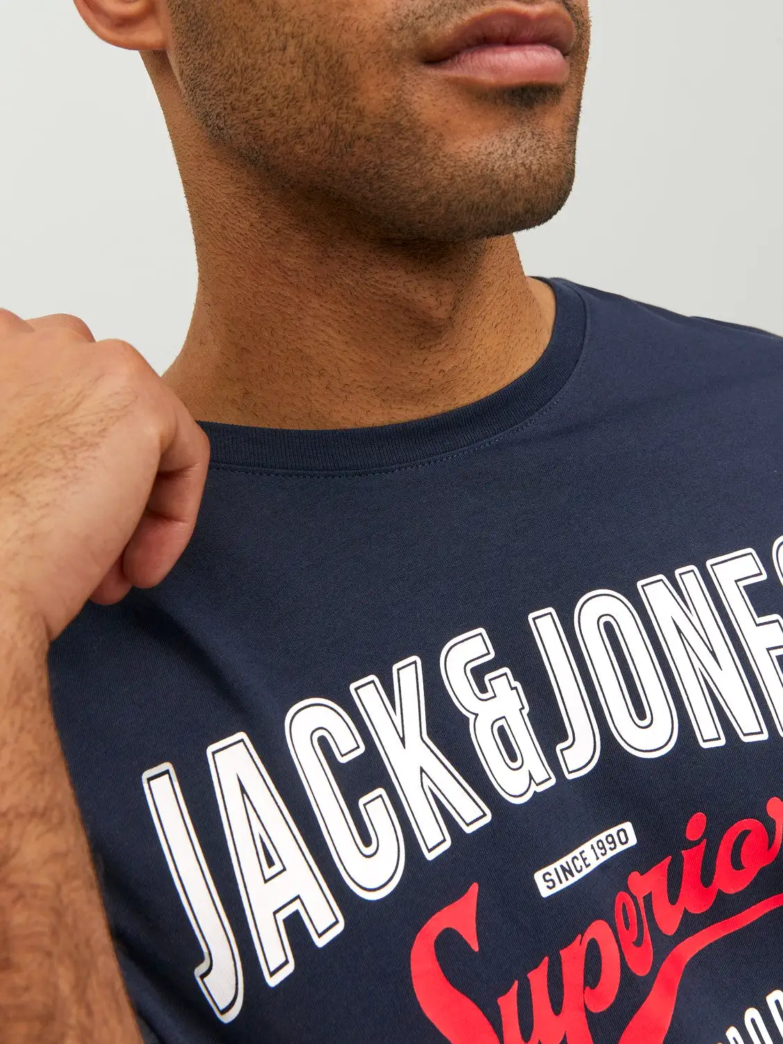 Jack & Jones Mens Printed 'JJELOGO Tee' Crew Neck T-Shirt