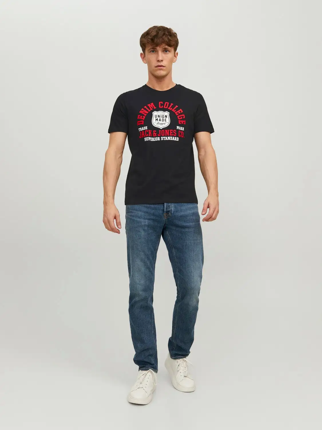 Jack & Jones Mens Printed 'JJELOGO Tee' Crew Neck T-Shirt