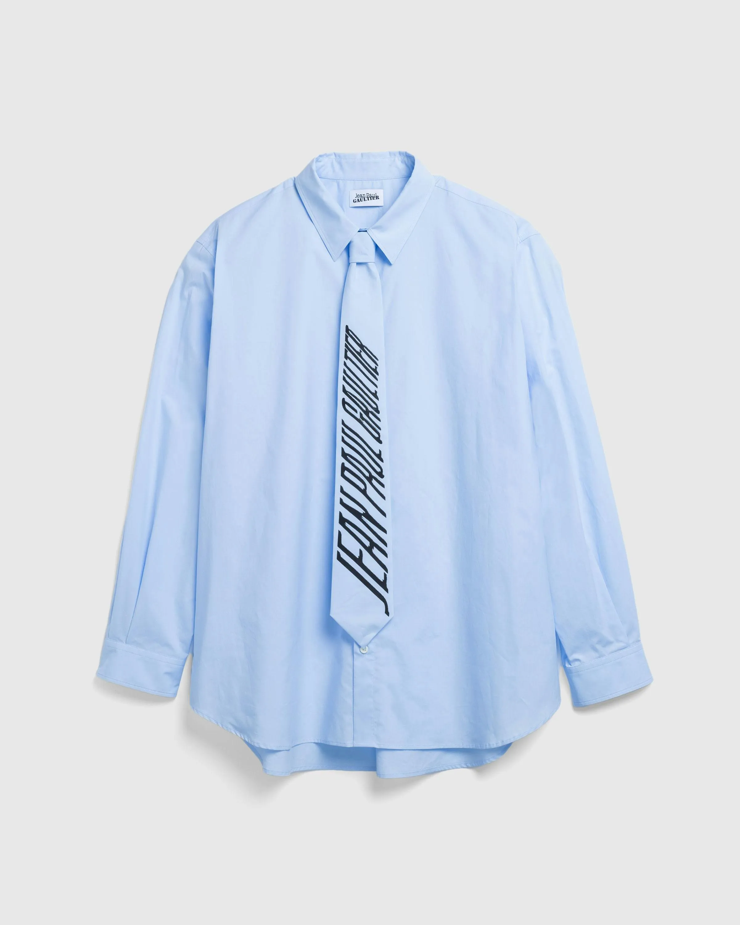 Jean Paul Gaultier – Cotton Poplin Shirt With Printed Tie Baby Blue/Black | Highsnobiety Shop