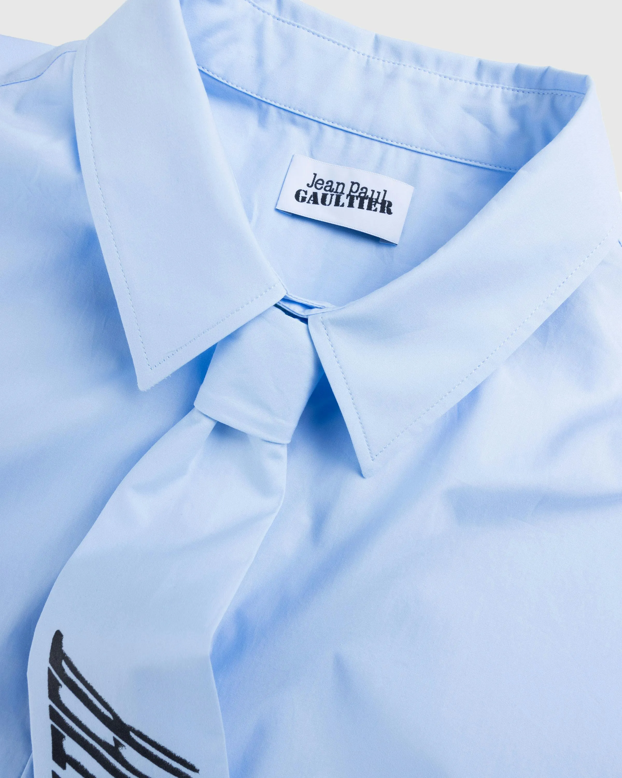 Jean Paul Gaultier – Cotton Poplin Shirt With Printed Tie Baby Blue/Black | Highsnobiety Shop