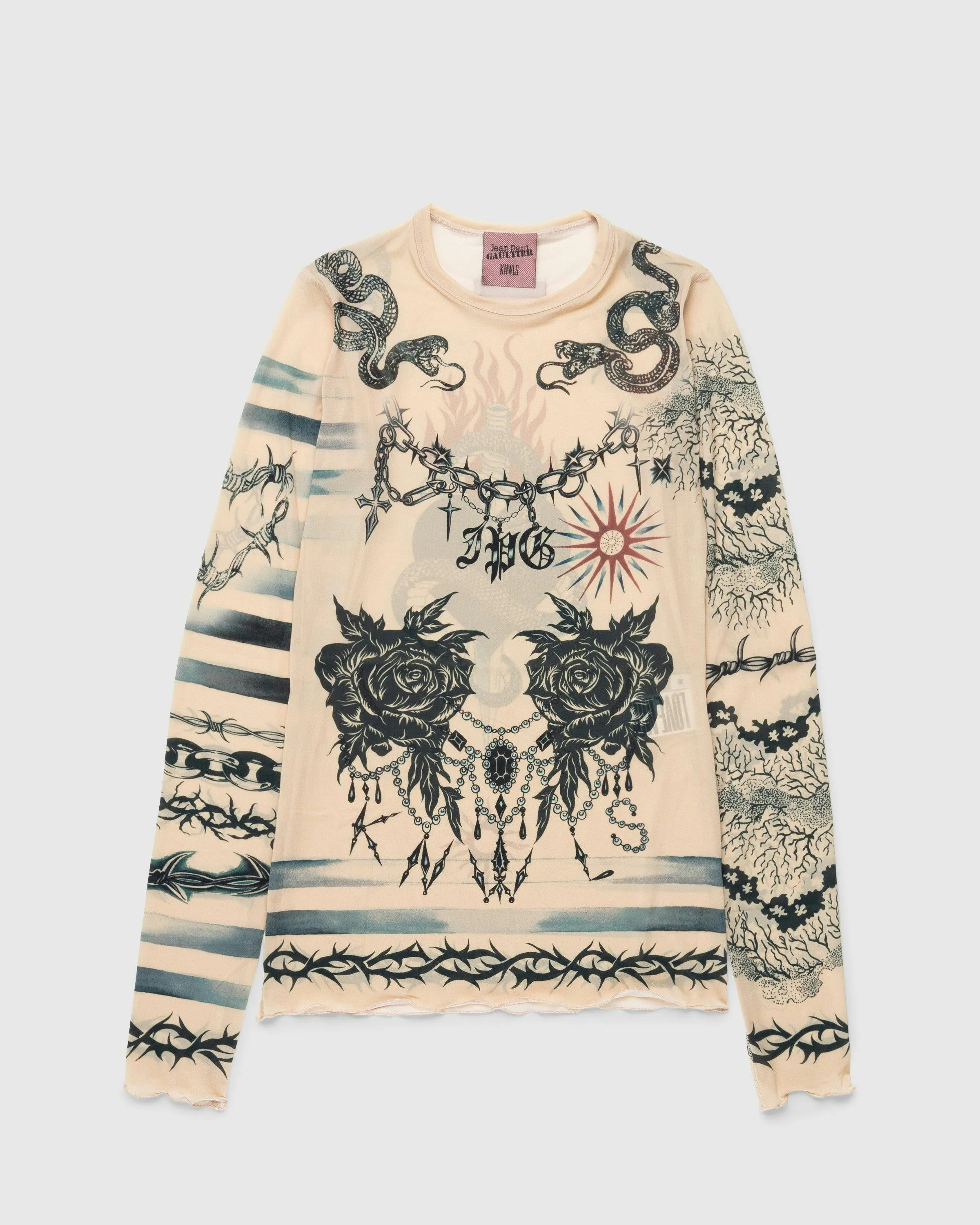 Jean Paul Gaultier – Trompe l'oeil Tattoo Longsleeve Top Nude/Grey/Black | Highsnobiety Shop