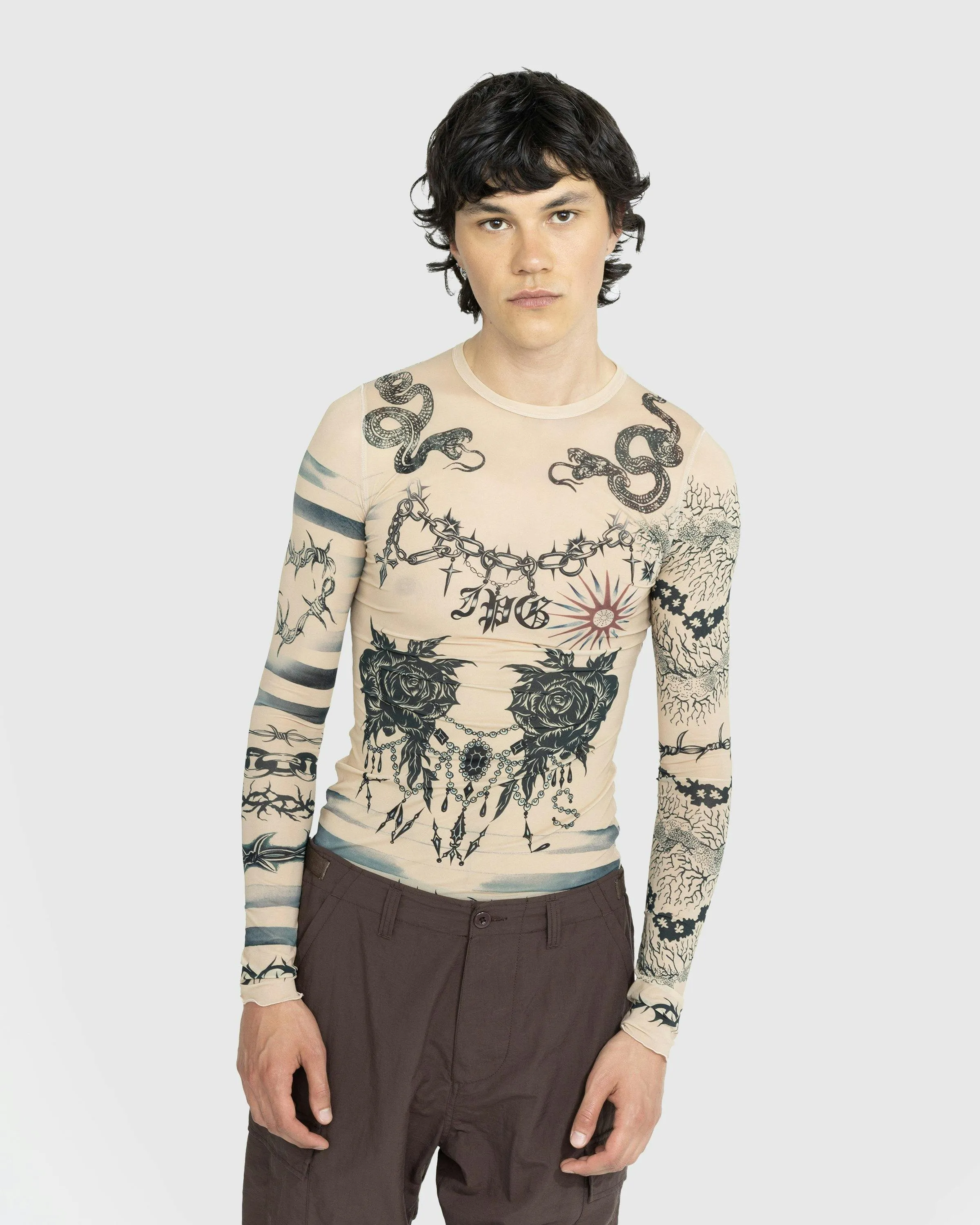 Jean Paul Gaultier – Trompe l'oeil Tattoo Longsleeve Top Nude/Grey/Black | Highsnobiety Shop