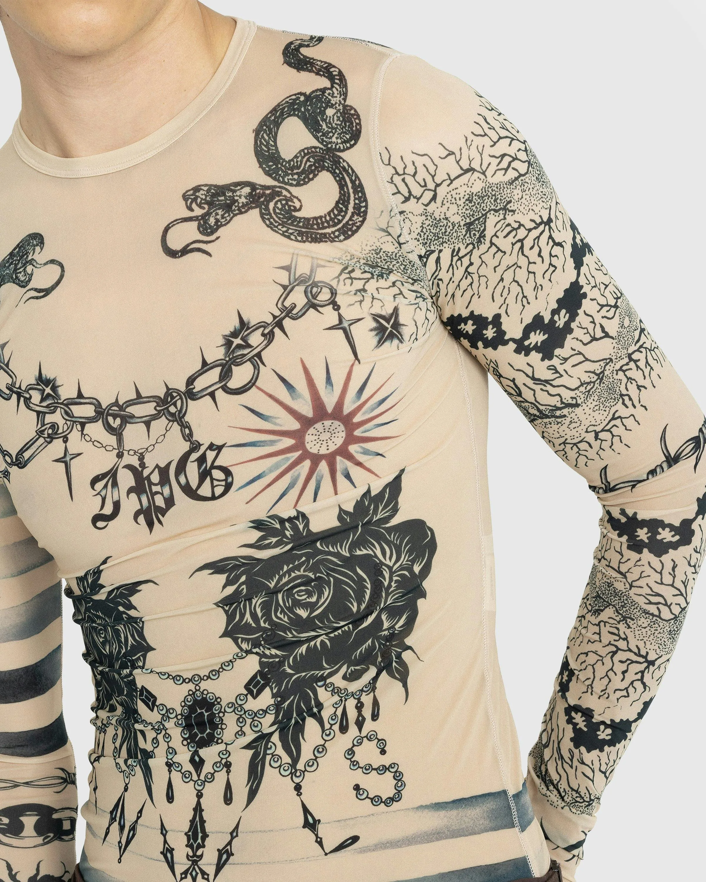 Jean Paul Gaultier – Trompe l'oeil Tattoo Longsleeve Top Nude/Grey/Black | Highsnobiety Shop